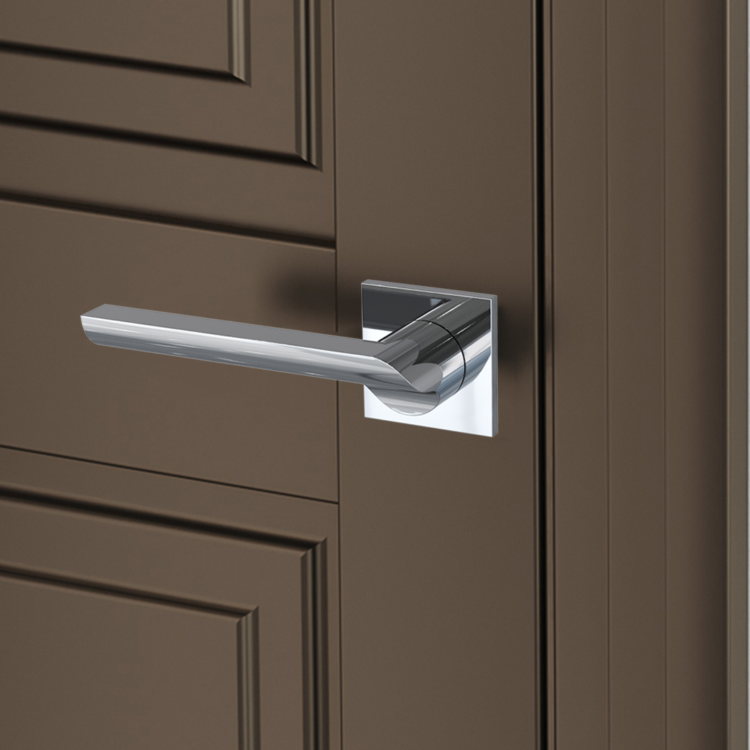 Дверная ручка PUNTO цвет Хром глянец На розетке 213