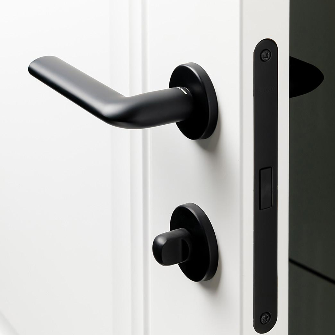 Дверная ручка STILO цвет Черный матовый На розетке RO02