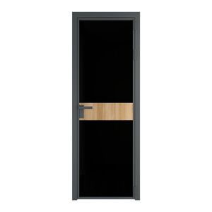 6 AG стекло Триплекс черный цвет профиля Серая ночь вставка Дуб Карамель