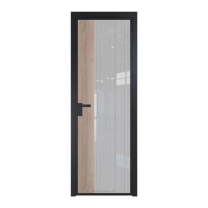 7 AG стекло Узор Страйп цвет профиля Черный матовый вставка Дуб Сонома